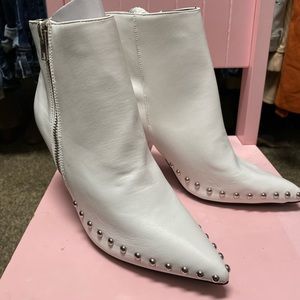 NEW white studded ankle booties.
